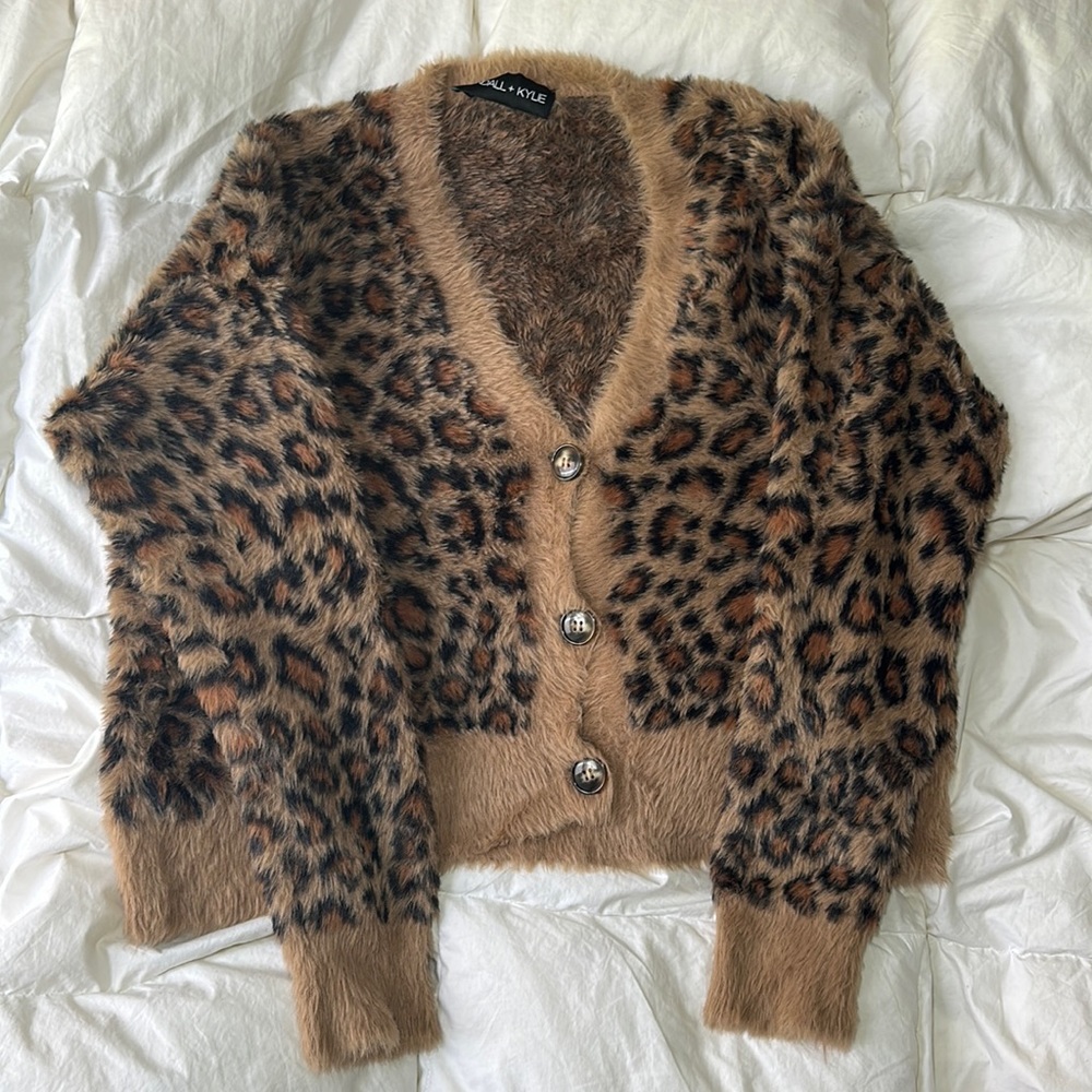 Kendall + Kylie Cardigan Animal Print Soft Knit